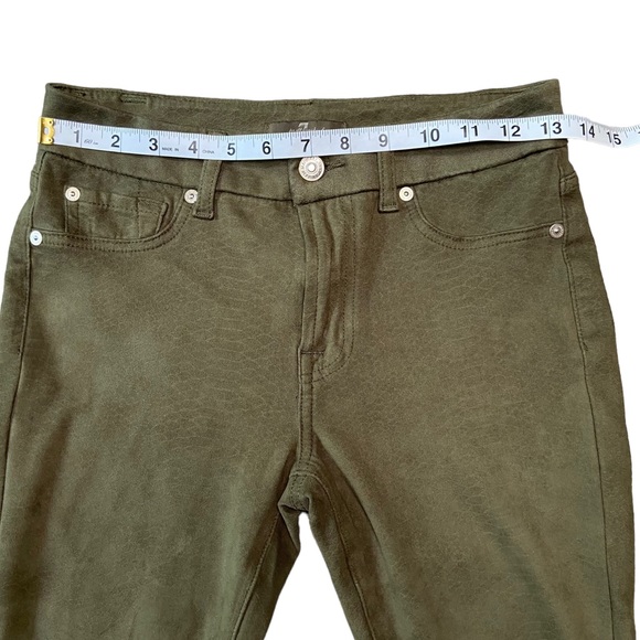 7 For All Mankind Snake Print Embossed Faux Suede Pant Jean Olive 29 - Picture 11 of 13